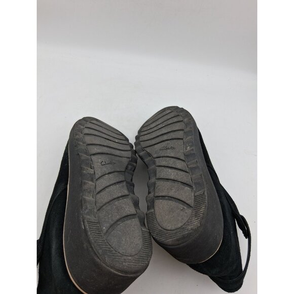 Clarks Collection Women's 9.5 M Sharon Spring Boot Black Suede Wedge Side Zip - Picture 11 of 11